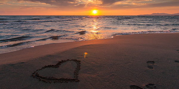 heart in the sand on a beach