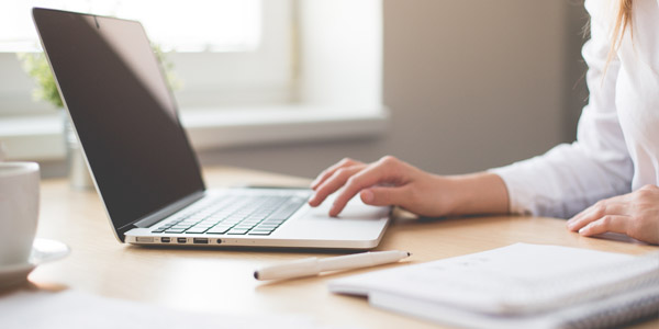 woman at a computer